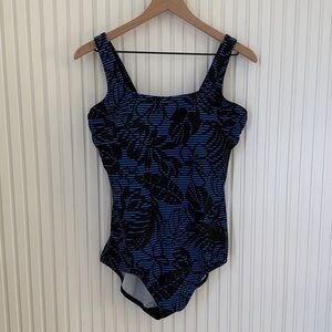 Blue and Black Women’s One Piece Swimsuit